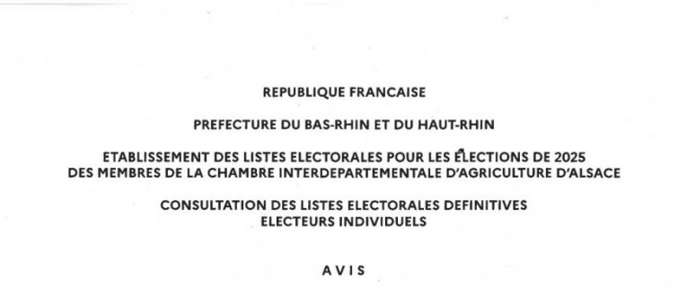 Avis aux électeurs : ÉLECTIONS CHAMBRES D'AGRICULTURE 2025