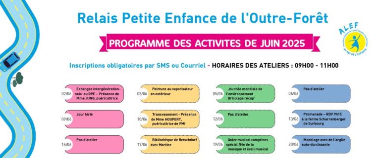 Programme des activités du mois de Juin