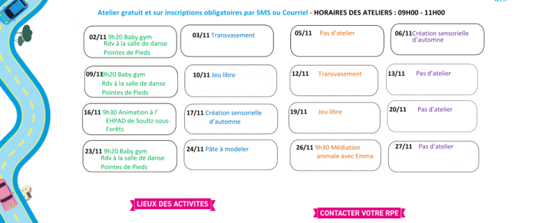 Programme de novembre 2026 – Relais Petite Enfance de l’Outre-Forêt